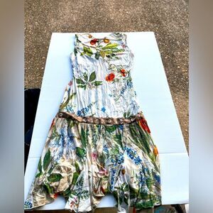 Roberto Cavalli dress - cream colored Drop Waist Floral Dress New - Size 4 Class